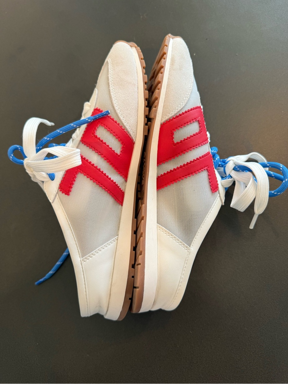 Women's Retro Mule Sneakers in White with Red & Blue - Picture 6 of 6